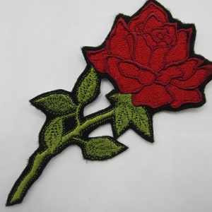 Rose Iron On Patch, Rose Applique, Red Rose, Flower, Roses, Flowers