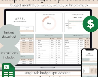 Simple Budget Spreadsheet 2025 | Easy Budget Spreadsheet | Simple Budget Planner