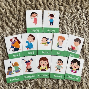 Emotional Literacy Flashcards | Digital Download | Feelings & Emotions Cards for Kids
