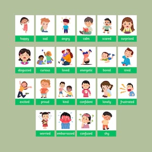 Emotional Literacy Flashcards | Digital Download | Feelings & Emotions Cards for Kids