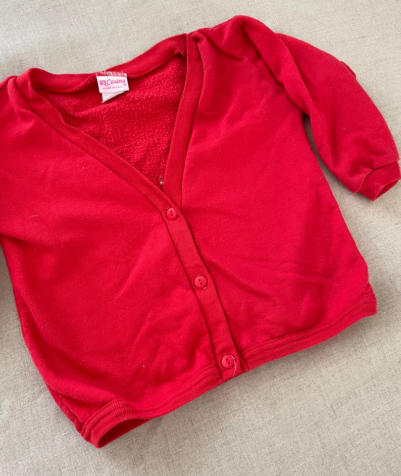 Size 4T 1980\u2019s Red Sweatshirt Cardigan