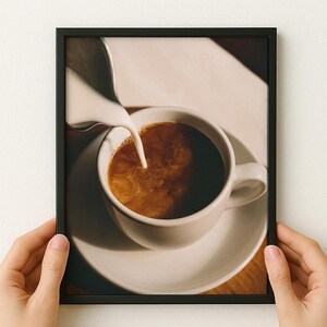 Moody Coffee Art Print Neutral Kitchen Wall Art Vintage Still Life Photo Print Coffee Bar Decor Coffee Lover Housewarming Gift