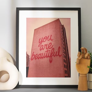 You Are Beautiful Print Positive Affirmations Poster Bedroom Wall Art Self Love Printable Inspirational Typography DIGITAL DOWNLOAD