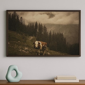 Wald Berge Digitaldruck Misty Neblig Berge Fotografie grüner Wald Landschaft Druck großes Naturbild druckbare Wandkunst