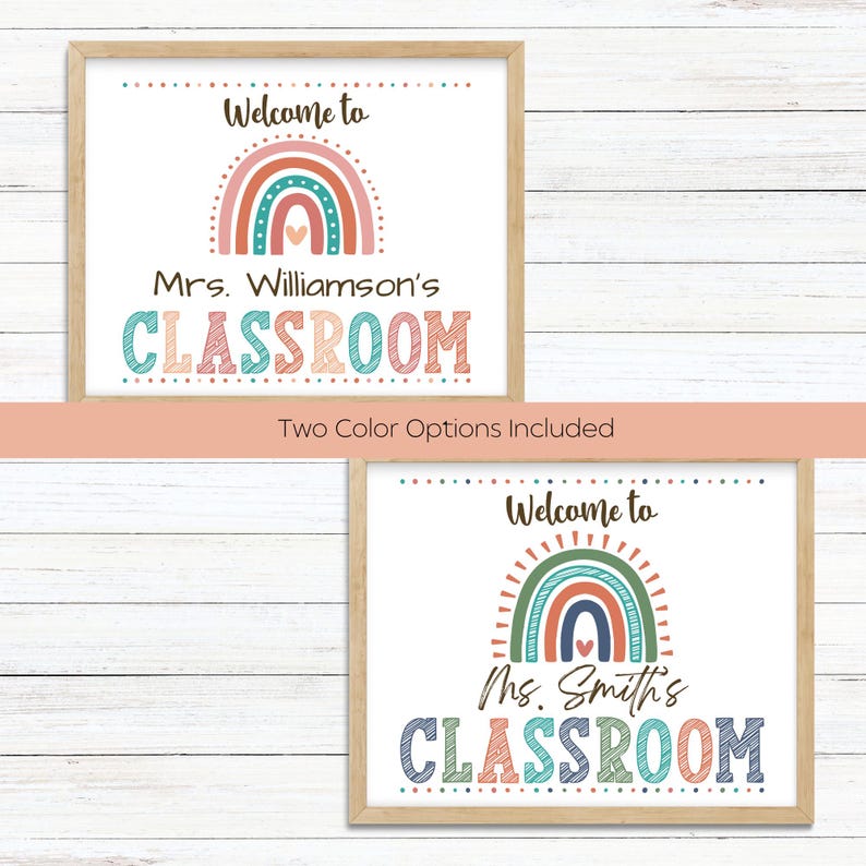 Editable Teacher Welcome Sign Template | Boho Rainbow Classroom Decor ...