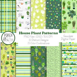 House Plant PNG Patterns: Botanical Digital Paper Pack (Seamless, 12&quot;x12&quot;)