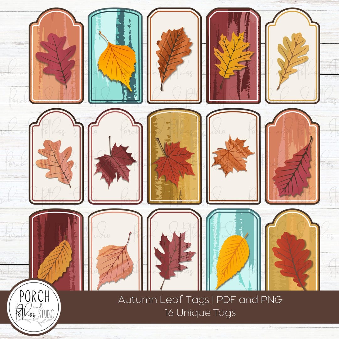 Autumn Leaf Tags Printable | Fall Scrapbooking and Cardmaking PDF ...
