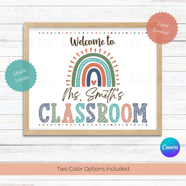 Editable Teacher Welcome Sign Template | Boho Rainbow Classroom Decor ...