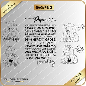 Vatertag Papa SVG & PNG Laserdatei | Plotterdatei und Lasercut Vorlage | Löwen | Schriftzug | Papa | Gravur | Familie | Geschenk für Papa