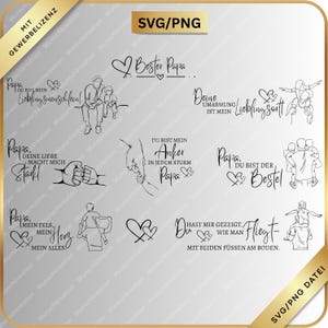 Archivo láser SVG y PNG para el Día del Padre | Archivo de plotter y plantilla de corte láser | Motivo | letras | Papá | Grabado | Familia | Regalo para papá