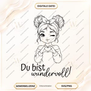 Girl SVG file | You are wonderful | Self-love quote | Hand-drawn illustration | PNG file | Cute girl motif | Motivation