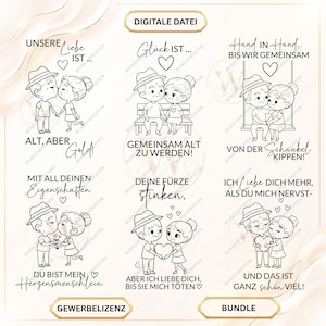Goldene Hochzeit & Jahrestag SVG Bundle | Lustige Paar Motive mit Spruch | Sarkastische Liebe für Oma und Opa | Laserdatei SVG PNG