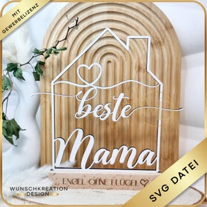 File laser SVG – Migliore mamma | motivo della casa | Festa della mamma e compleanno | compresa la licenza commerciale | Taglio laser | 14 lettere