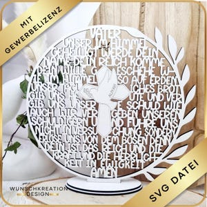 Vater Unser SVG Datei – Christliches Lasercut Design zum Aufstellen & Aufhängen | Religiöse Deko zum Selbermachen | Steckschild | Laserdatei