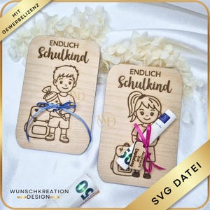 Tarjeta de inscripción escolar en formato SVG – regalo en efectivo para escolares – niña/niño – archivo láser personalizable – archivo cortado con láser – regreso a clases – tarjeta