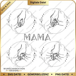 Mamma händer SVG PNG | Mors dag-present | Kärlek mamma citat på tyska | Lasergraveringsfil | Muggdesign SVG | Mor och barn-motiv