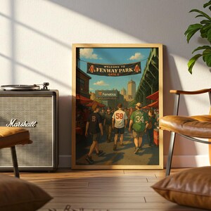 Wydruk baseballowy Fenway Park | Plakat z kartą Red Sox | Plakat sportowy | Sztuka ścienna na korytarz | Wydruk do salonu | Prezent na nowy dom | Papierowa rocznica