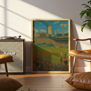 Wydruk baseballowy Fenway Park | Plakat z kartą Red Sox | Plakat sportowy | Sztuka ścienna na korytarz | Wydruk do salonu | Prezent na nowy dom | Papierowa rocznica
