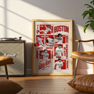 Wydruk Boston Baseball | Plakat Red Sox Card | Plakat sportowy | Sztuka ścienna na korytarz | Wydruk do salonu | Prezent na nowy dom | Papierowa rocznica