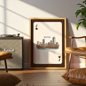 Boston speelkaartprint | Boston sportposter | Slaapkamerposter | Muurkunst gang | Woonkamerafdruk | Nieuw huiscadeau | Papieren jubileum