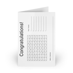 Woordzoeker-wenskaarten - humoristisch, afwijkend, interactief, unieke puzzelkaarten voor diploma-uitreikingen, promoties, prestaties en meer