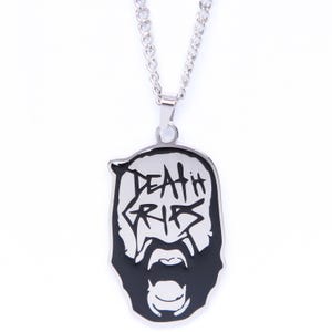 Collar de acero inoxidable con cara de Death Grips