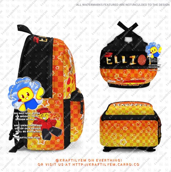 Elliot's Pizza Backpack | Pizza Lover Gift - Customizable, 1.3lbs