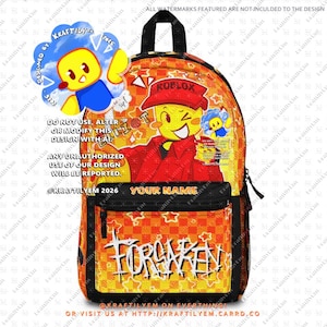Elliot's Pizza Backpack | Pizza Lover Gift - Customizable, 1.3lbs School Bag, Back to School | Roblox Fan Design, Forsaken
