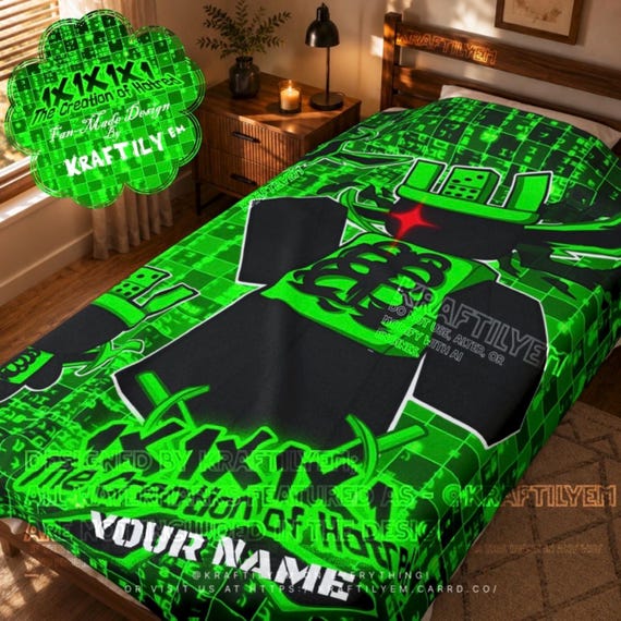 1x1x1x1 Plush Blanket | Coding Gift - Personalized Soft Velveteen Blanket, 3 Available Sizes | Roblox, Forsaken
