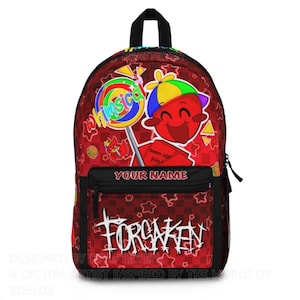 c00lkidd: Fantazyjny plecak | Prezent dla miłośnika słodyczy – personalizowany plecak szkolny o wadze 0,6 kg | Roblox, Forsaken