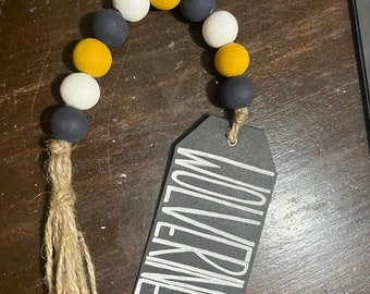 Michigan Wolverines | College Football Basketball | Wood Garland Beads decor