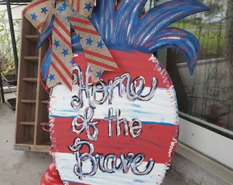 Patriotic Pineapple Doorhanger- Fourth of July- red white blue