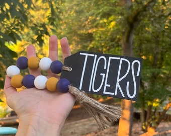 Football | LSU Tigers | Louisiana State University Wood Garland Beads SEC