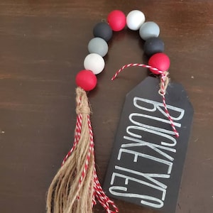 Football | OH Ohio Buckeyes | Wood Garland Beads