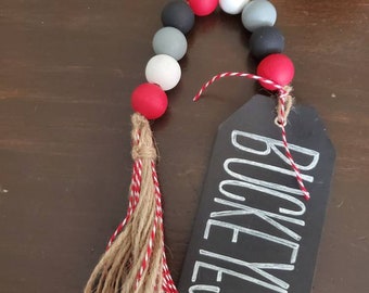 Football | OH Ohio Buckeyes | Wood Garland Beads