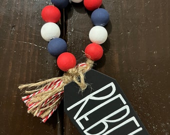 Football | Ole Miss Rebels| Home Decor | Wood Garland Beads Hotty Toddy Basketball SEC