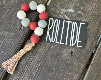 Football Alabama ROLL TIDE Home Decor Wood Garland Beads Basketball