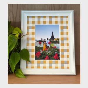 Yellow Gold Plaid Photo Matte - Bright WhiteTartan Picture Matte for 8x10 or 11x14 Frame