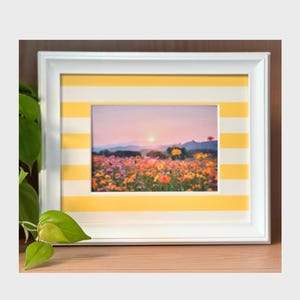 Lemon Cream Striped Photo Matte: Bright Wall Art, 5x7 or 8x10