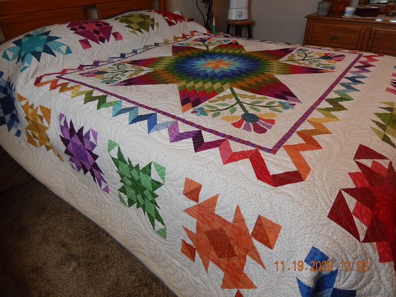 Texas Star Quilt Appliqued Wedding Gift Handmade Quilt for Etsy