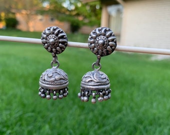 Jaipur Jhumkas-J1007-Floral Jhumkas with Round Floral Posts