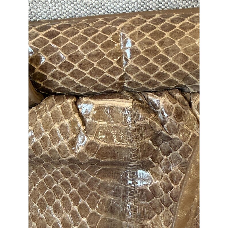 Echte full-body python slangenleer/leerbruine converteerbare tas retro vintage jaren 60 afbeelding 6