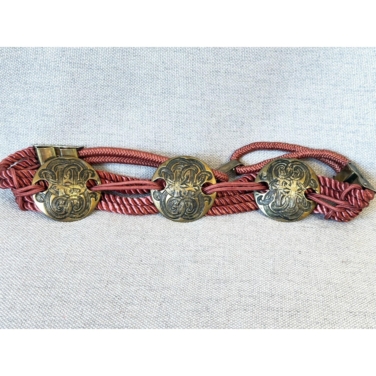 Vintage Leather Medallion Belt - Etsy