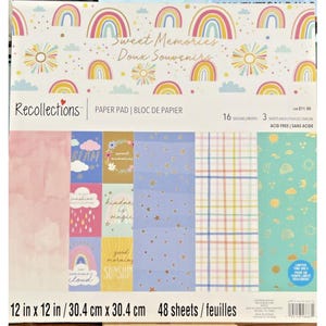 Bloc de papel "Recollections Sweet Memories", 12 x 12, 48 hojas, cartulina para álbum de recortes