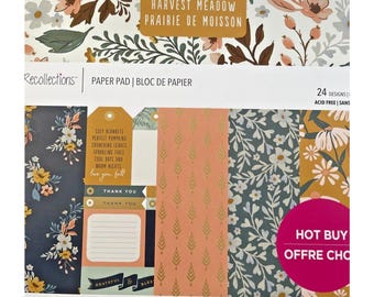 NEW Recollections 12x12 Harvest Meadow 48 Sheet Fall Autumn Scrapbook Paper Pad