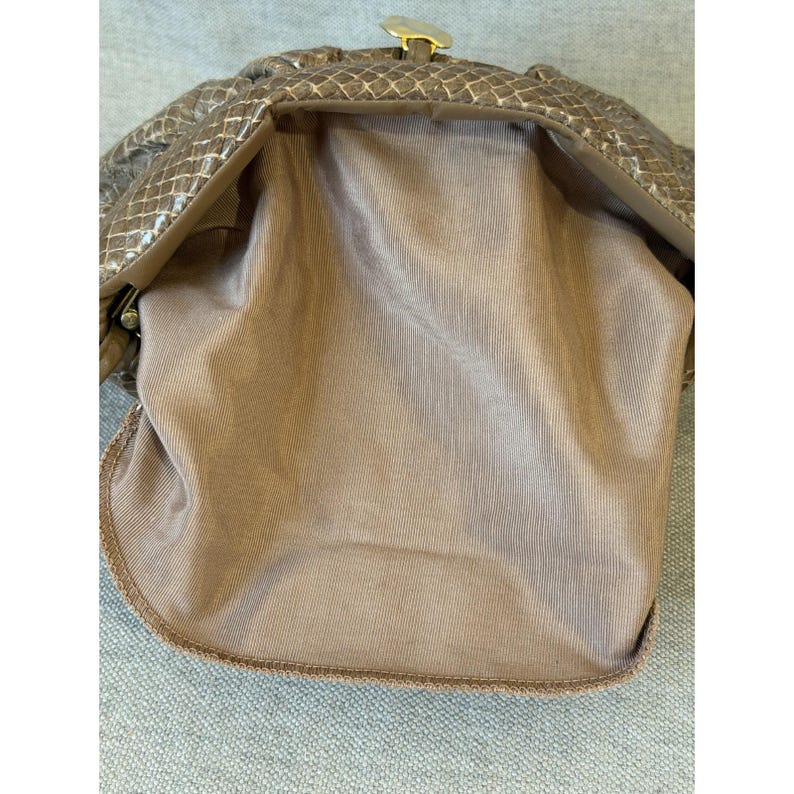Echte full-body python slangenleer/leerbruine converteerbare tas retro vintage jaren 60 afbeelding 10