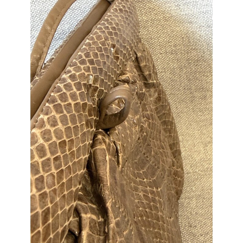 Echte full-body python slangenleer/leerbruine converteerbare tas retro vintage jaren 60 afbeelding 7