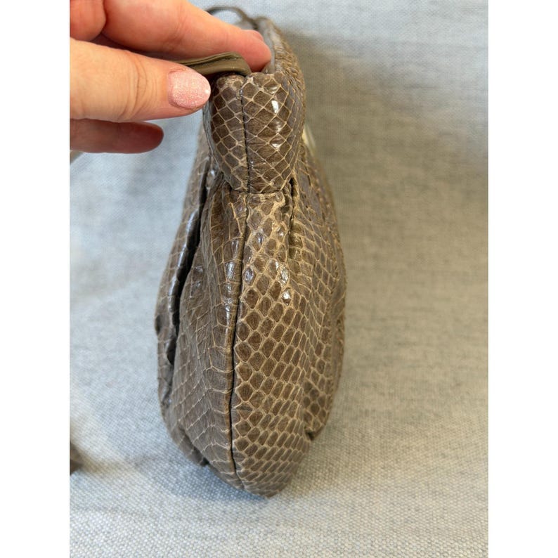 Echte full-body python slangenleer/leerbruine converteerbare tas retro vintage jaren 60 afbeelding 3