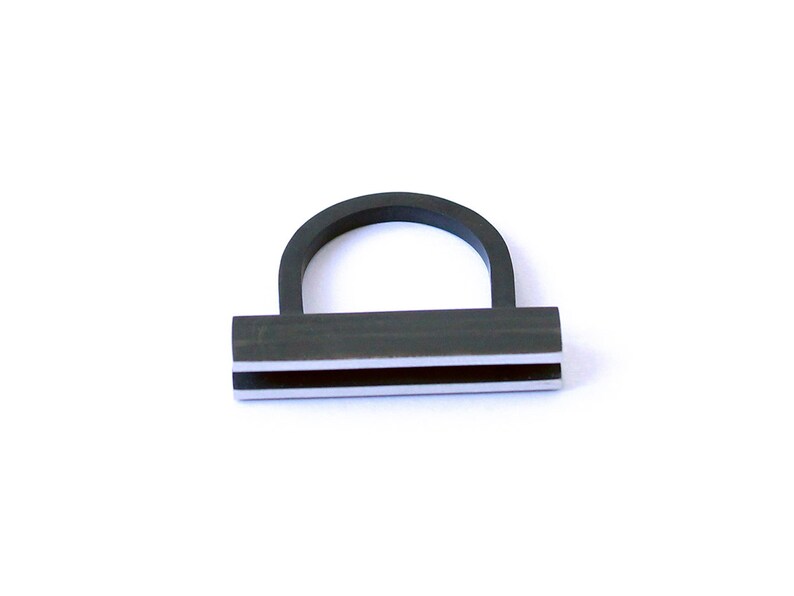 Modular Collection Ring sterling silver black oxide contemporary jewelry abstract urban geometric architecture statement contrast