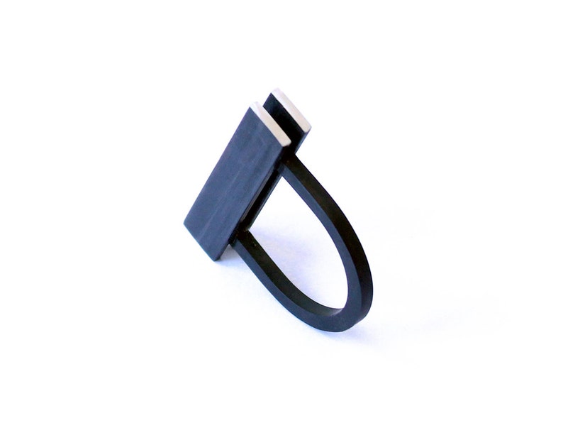 Modular Collection Ring sterling silver black oxide contemporary jewelry abstract urban geometric architecture statement contrast